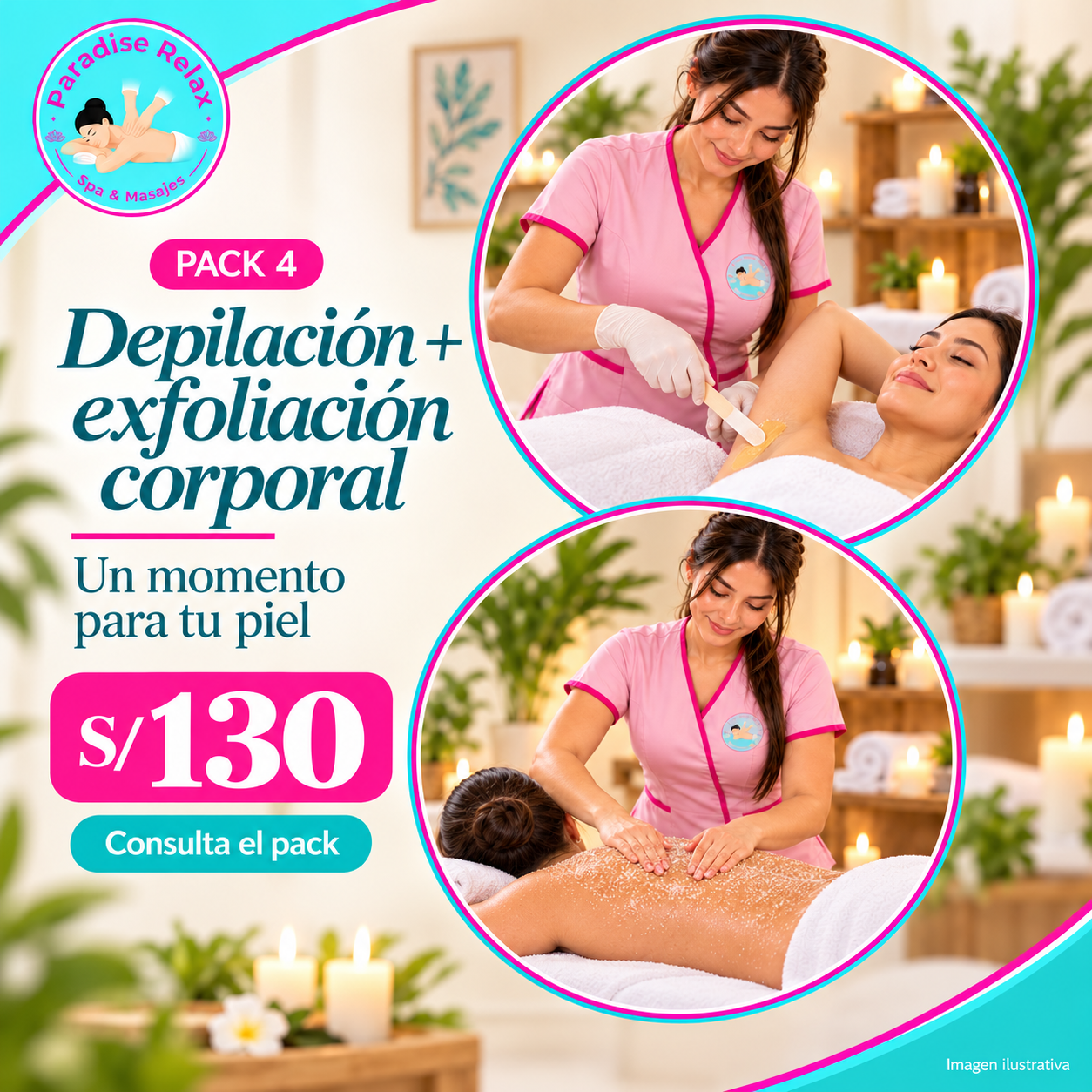 Pack 4 de Paradise Relax: Depilación + exfoliación corporal