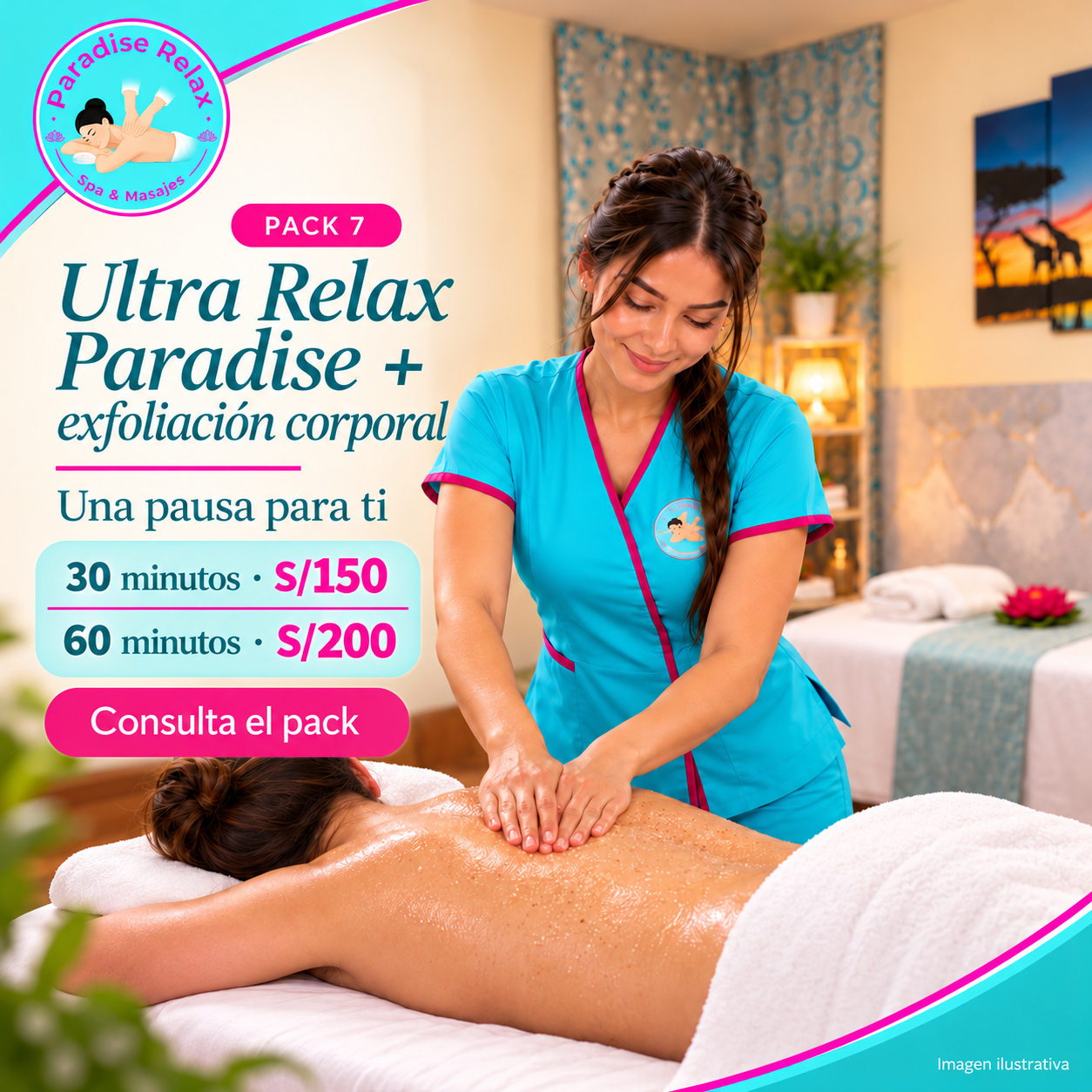 Pack 7 de Paradise Relax: Ultra Relax Paradise + exfoliación corporal